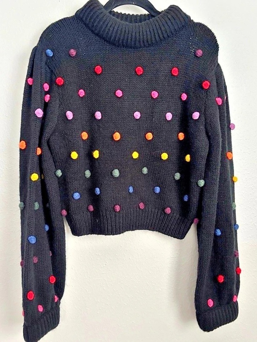 FARM Rio Rainbow Pom Blouson Sleeve Sweater Multicolor Small - Picture 8 of 8